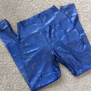 American Apparel blue metallic holographic legging